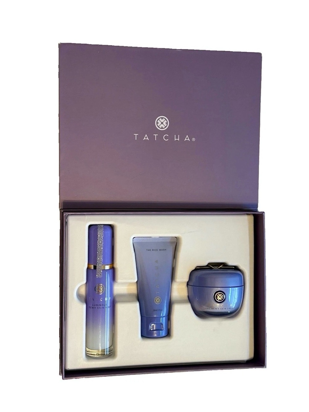 Tatcha The Dewy 3-piece Skincare Set Luminous Mist, Rice Wash, Dewy Cream NIB